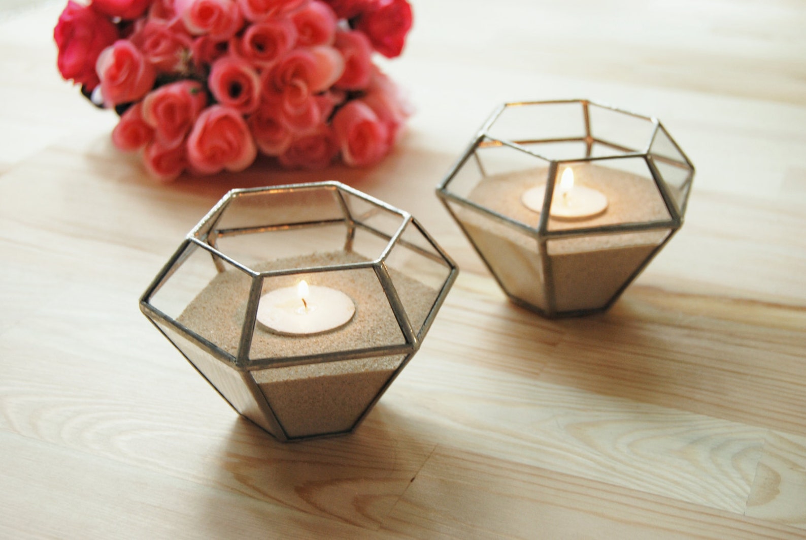 Stained Glass Wedding Candle Holder Centerpiece Geometric - Etsy