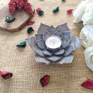 Stained glass wedding candle holder, Succulent tea light holder, Flower jewelry display & ring dish, New home gift, Gift for couples, Favors