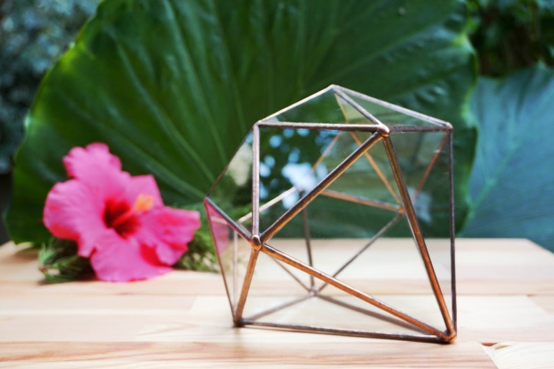 Diamond Geometric Terrarium, Handmade Planter, Stained Glass Terrarium, Indoor Gardening, Glass Container, Gifts for Her, Wedding Decoration image 2