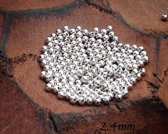 Silver brass 2.4mm, 200pc round loose bead