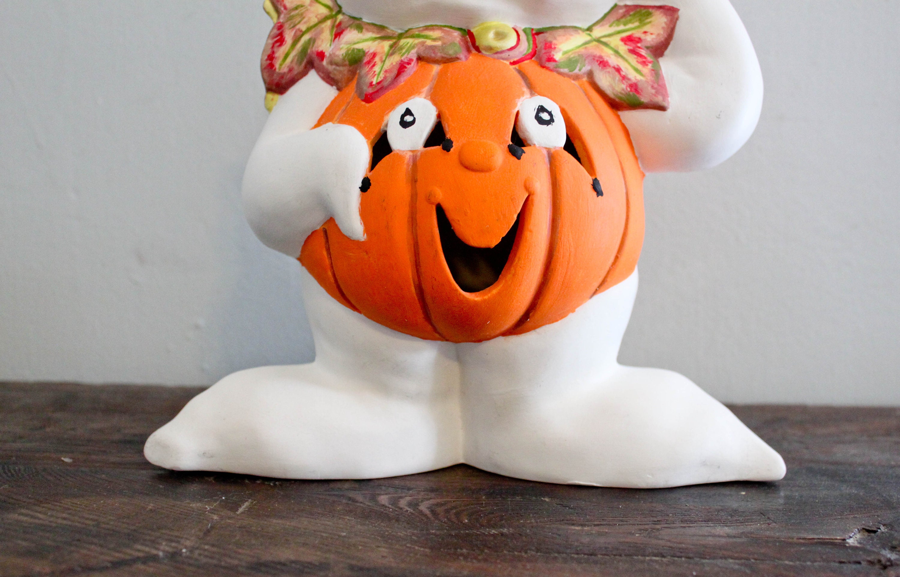 Large Vintage Ceramic Halloween Ghost JOL Pumpkin Etsy