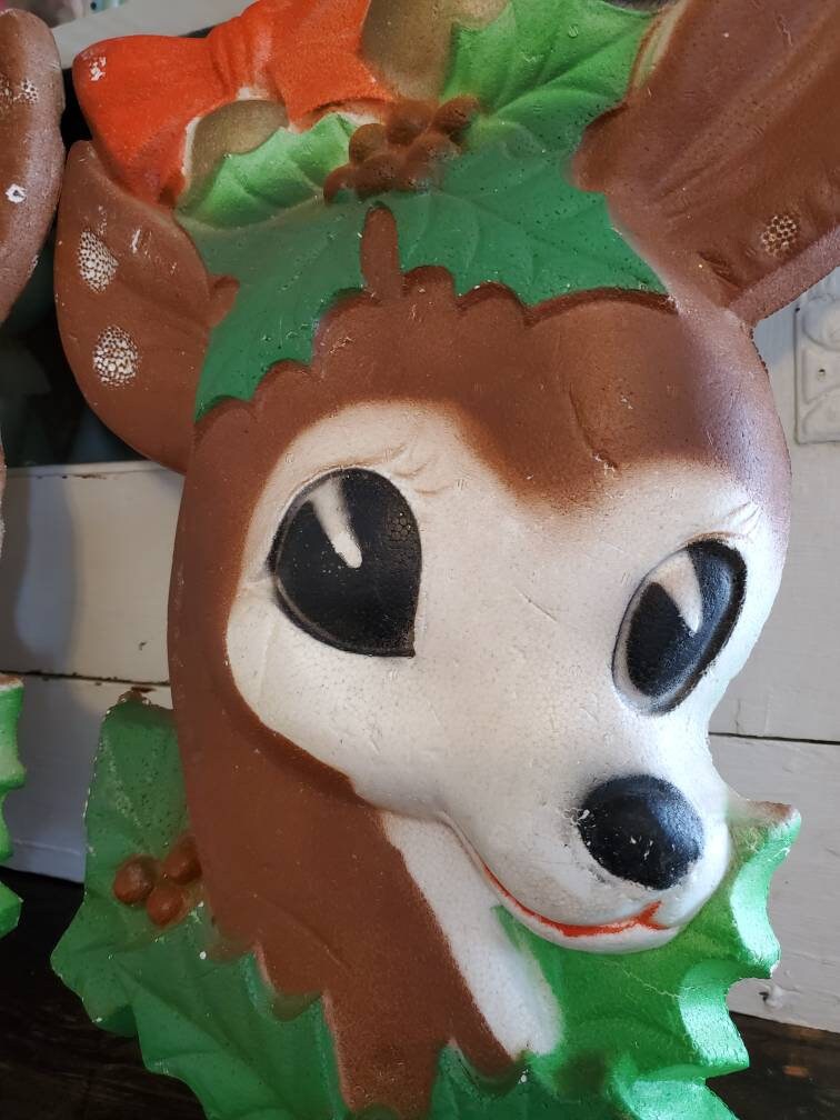 Hard to Find Vintage Styrofoam Reindeer HeadFaceLarge 18 x Etsy