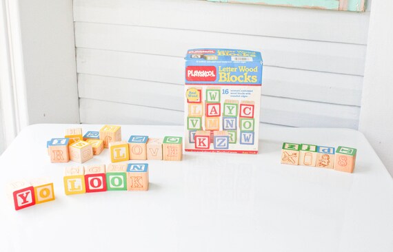 playskool wooden blocks vintage