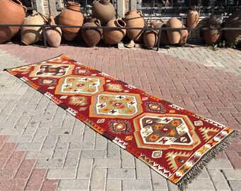 Kilim runner, 104" x 35.5" kilim runner Rug, Vintage Turkish kilim runner rug, runner, runner rug, vintage hallway runner, bohemian, 264x