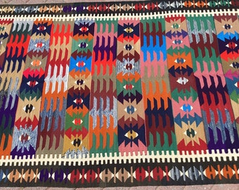 LOVELY design Kilim rug, 100''x50'', Vintage Turkish rug, rugs, bright colored area rug, vintage rug, bohemian rug, eccentric rug, rugs,773x