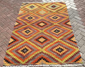 Alfombra Kilim, alfombra kilim turca vintage de 79,5" x 55", alfombra de área, alfombra kilim, alfombra vintage, alfombra boho, alfombra turca pastel, alfombra, color suave,