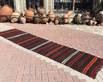 Kilim runner, runner rug,  128" x 31.5", Vintage Turkish kilim runner rug, runner rug, bohemian runner rug, Turkish rug, rug, boho, 304 x