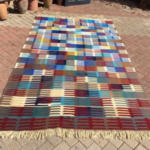 Turkish Kilim Rug, area rug, 112&quot;x 68&quot; , kilim rug, Vintage Turkish kilim, fall decor, vintage rug, bohemian, Turkish rug, Blue  kilim, 804x