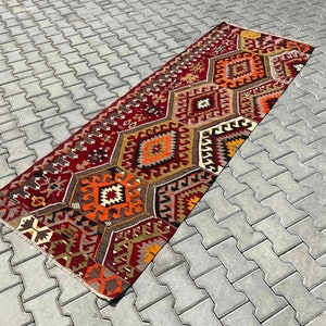 Kilim runner, 109&quot;X38&quot;, Vintage kilim runner, runner, runner rug, hallway runner, bohemian runner, Vintage runner rug, kitchen, 257x