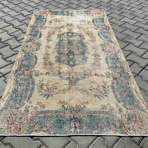 Area rug, Distressed Antique Oushak Rug, 78&quot; x 42&quot;, Oushak rug, neutral color rug, Faded rug, Vintage rug, distressed area rug, rug, 227x