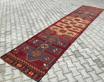 Kilim runner, 178" x 40", Long kilim runner Rug, Vintage Turkish kilim runner rug, runner, vintage hallway runner rug, bohemian rug,