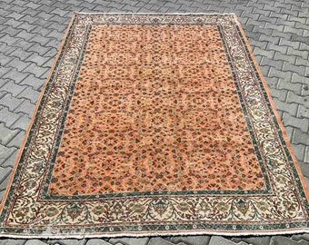 Traditional Anatolian rugs, Bohemian Rug, 101' x 75'', Area rug, Vintage rug, hand knotted rug, Turkish rug, oriental, orange rug, 218x