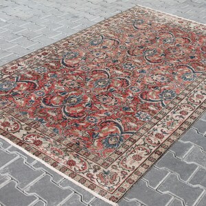 Tapete de área 5x8, tapete turco vermelho, 96&quot; x 60&quot;, tapete de área, tapete turco 5x8, tapetes tradicionais da Anatólia, tapete feito à mão, tapete turco, vermelho, 230x