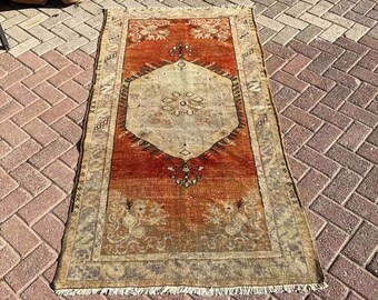 Rode Boho Tapijt, 78 " x 39 "' Area tapijt, Vintage tapijt, Anatolische tapijten, hand geknoopt tapijt, Turks tapijt, kleine tapijten, oosterse tapijt, rode tapijten, 118x