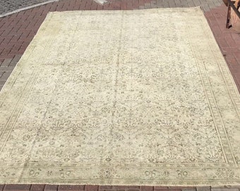 Oversized Oushak Rug, 138.5" x 99", Area rug, Distressed Antique Oushak Rug, Oushak rug, neutral color rug, Faded rug, rug, large rugs, 021x