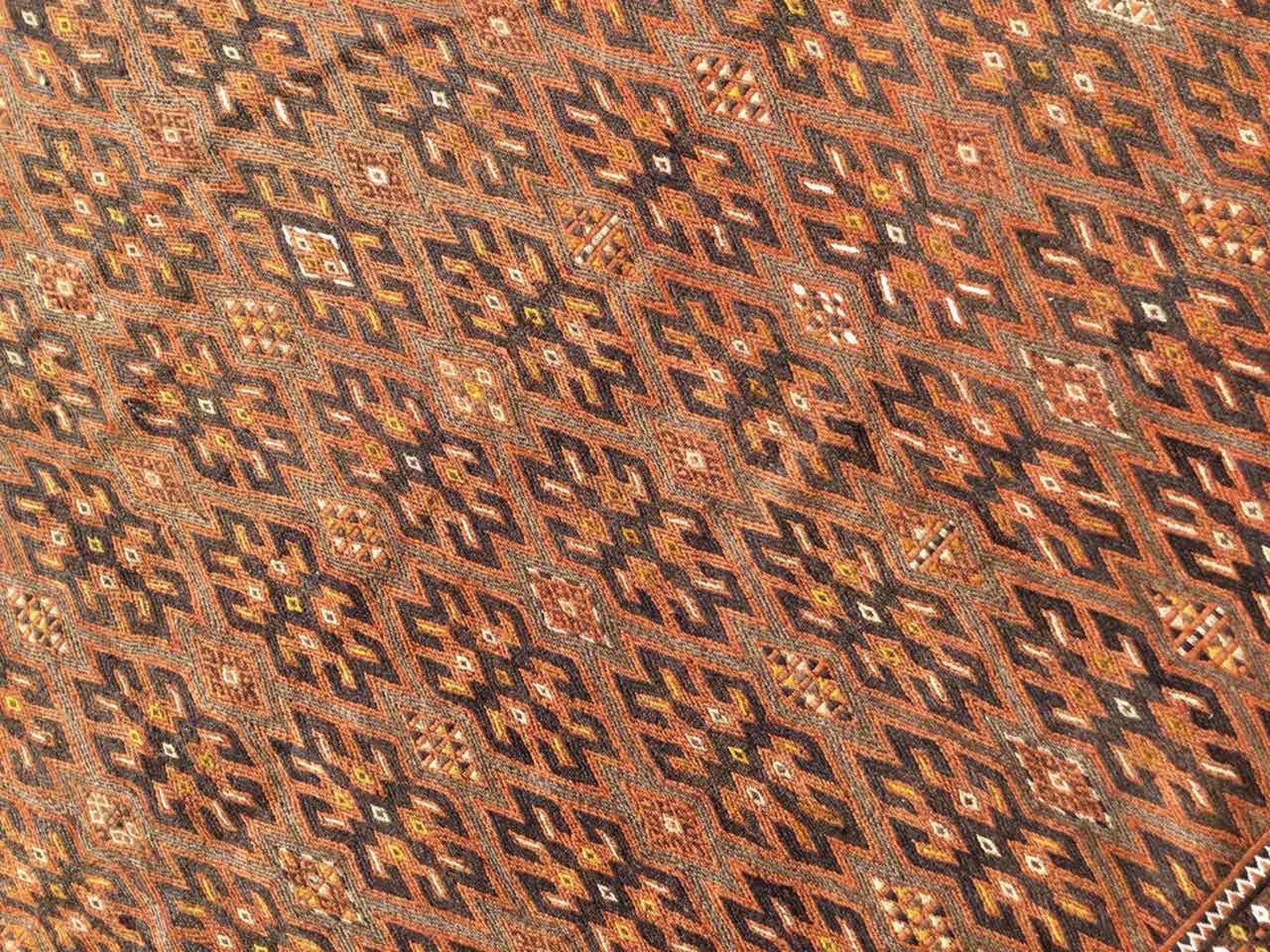 Oversized RUSTIC Area Rug, 142 79 Brown Soumak Kilim Rug, Vintage ...