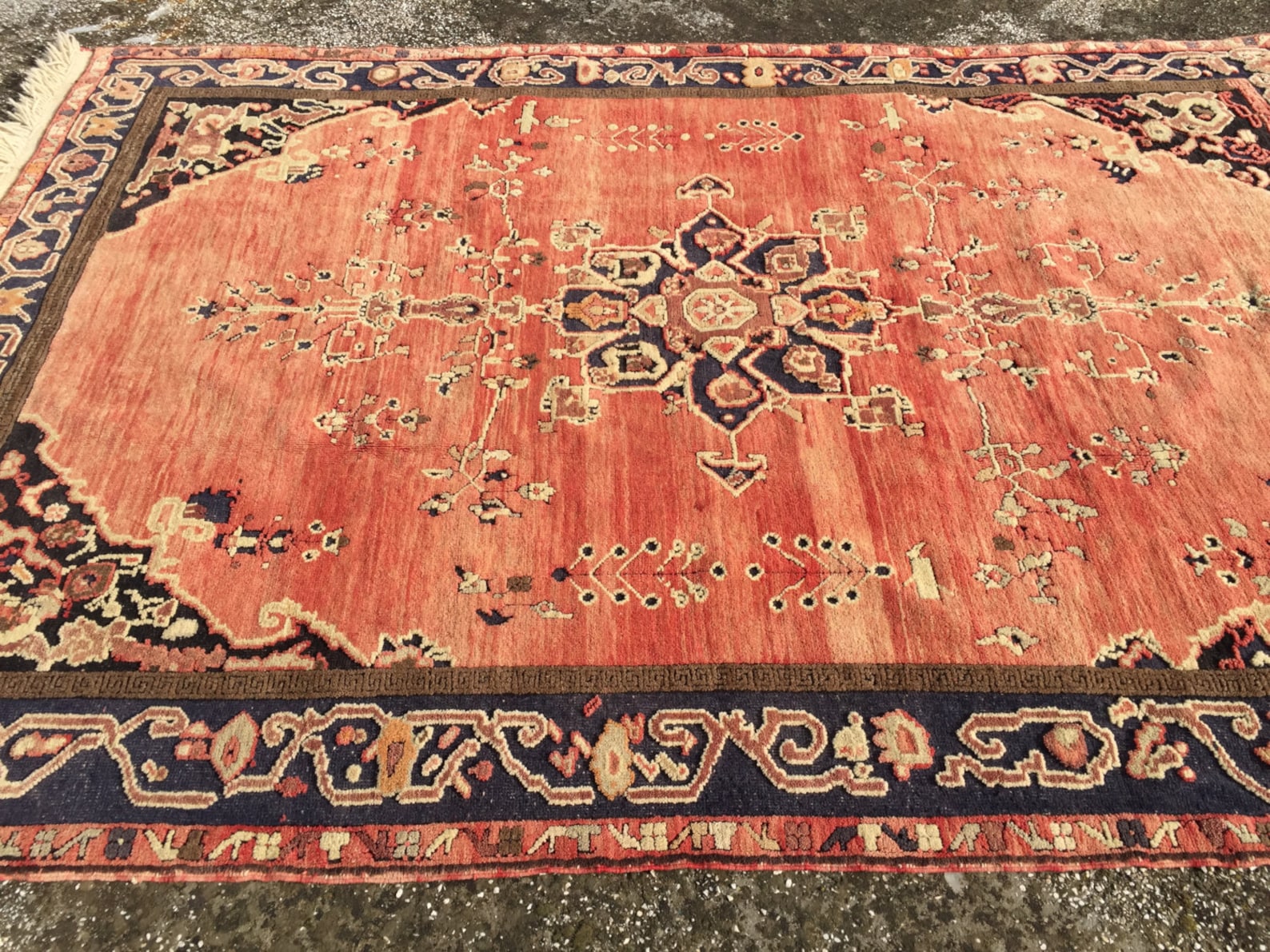 Area Rug, Vintage Hand Knotted Rug, Faded Red Rug, Color Rug ...