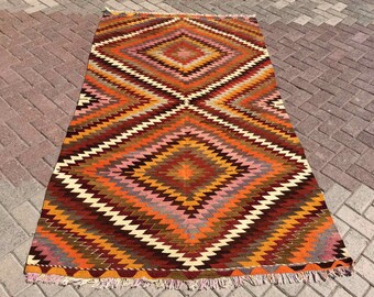 Alfombra Kilim, alfombra kilim turca vintage de 95" x 53", alfombra de área, alfombra kilim, alfombra vintage, alfombra boho, alfombra turca pastel, alfombra, KILIM de color suave