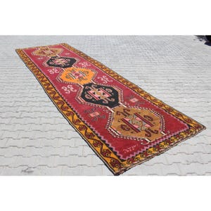 Alfombra rústica, 193&quot; x 61&quot;, alfombra kilim roja y naranja, alfombra kilim turca vintage, alfombra kilim, alfombra vintage, tribal, nómada, de gran tamaño, 384 x