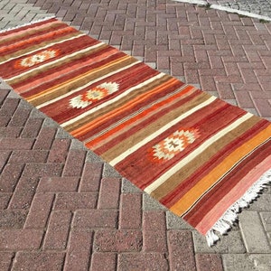 Kilim loper tapijt, 100" x 35", Gestreepte platgeweven kilim, Vintage Turkse kilim loper tapijt, loper, boho loper tapijt, Turkse loper, 308x