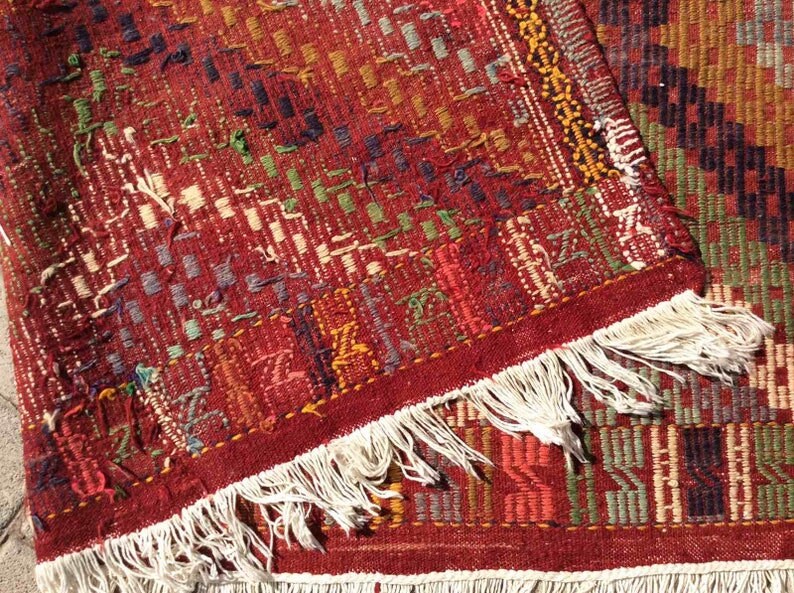 Kilim rug, Pink Turkish kilim, 122 x 65, Vintage Turkish kilim rug, rustic rug, rug, pale, faded, rustic, bohemian, pale pink kilim, 675x image 9