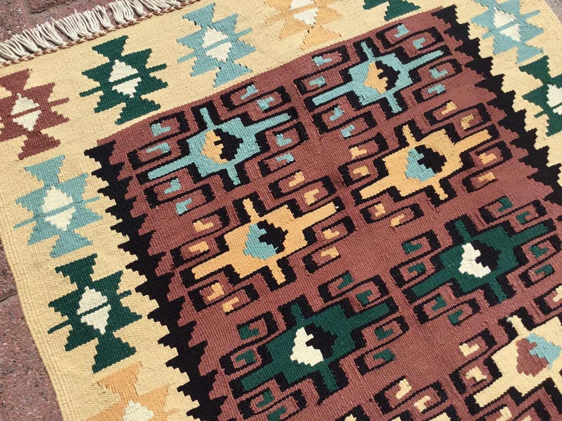 Small Kilim Rug 64 X 35.5 Entrance Rug Vintage Etsy