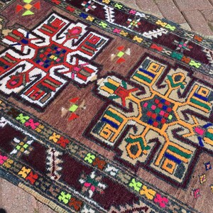Turkse loper, loper loper, Oushak loper, 110 x 39 inch, loper in gedempte kleur, handgeknoopt tapijt, licht tapijt, loper unieke kleur, paars, 208 x afbeelding 4