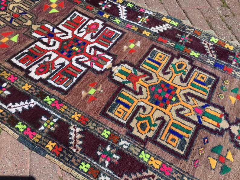 Turkse loper, loper loper, Oushak loper, 110 x 39 inch, loper in gedempte kleur, handgeknoopt tapijt, licht tapijt, loper unieke kleur, paars, 208 x afbeelding 4