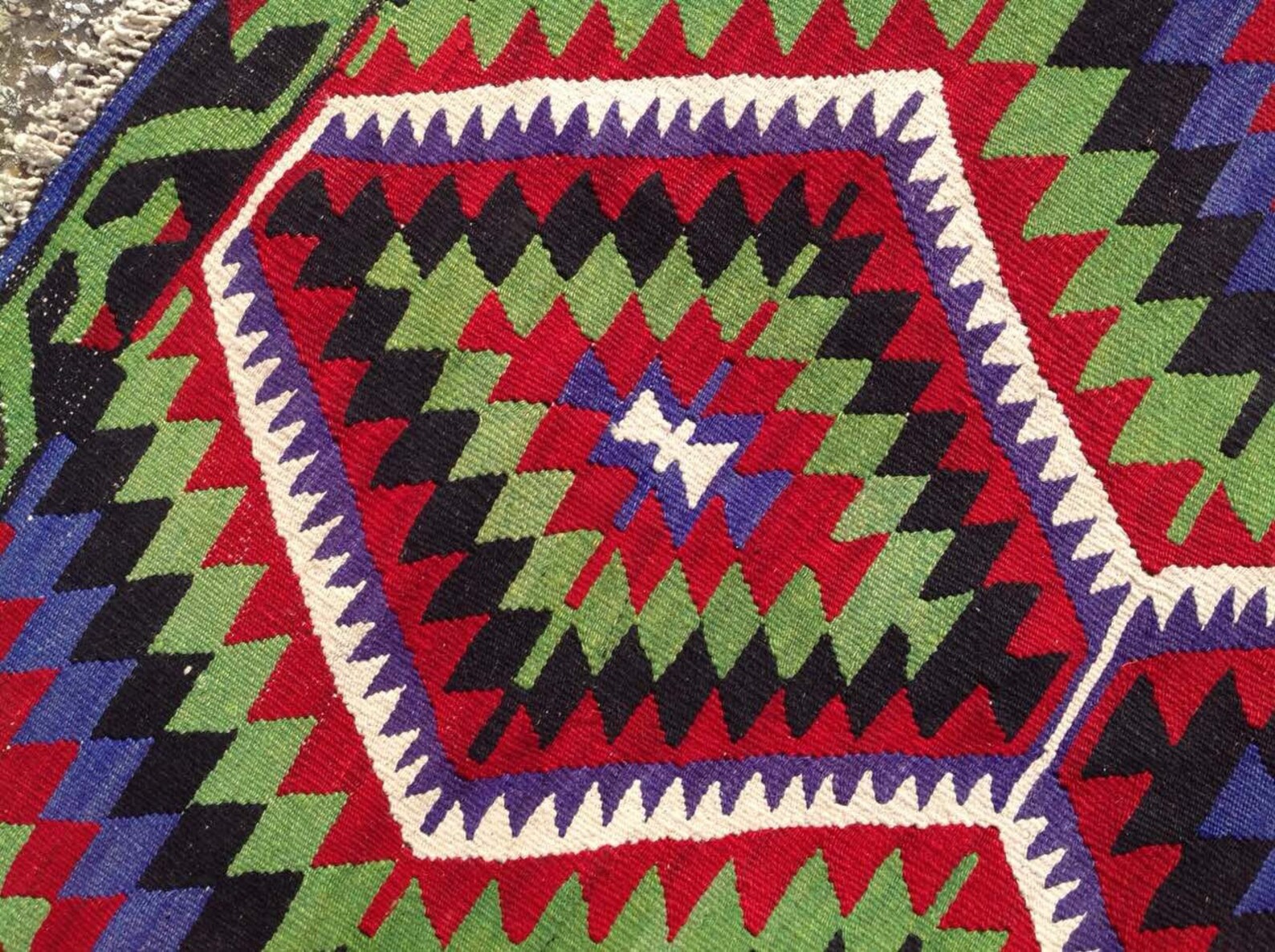 Red Blue and Green Kilim Rug 48 X 38 Vintage Etsy