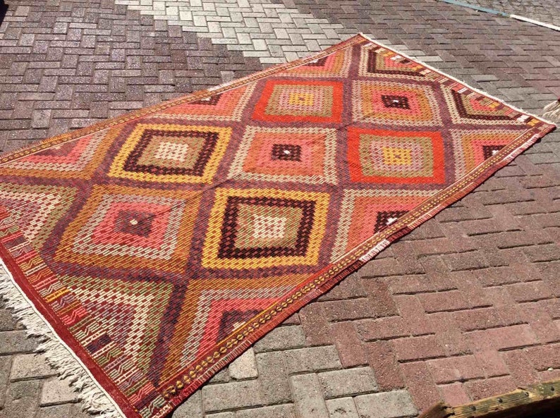 Kilim rug, Pink Turkish kilim, 122 x 65, Vintage Turkish kilim rug, rustic rug, rug, pale, faded, rustic, bohemian, pale pink kilim, 675x image 4