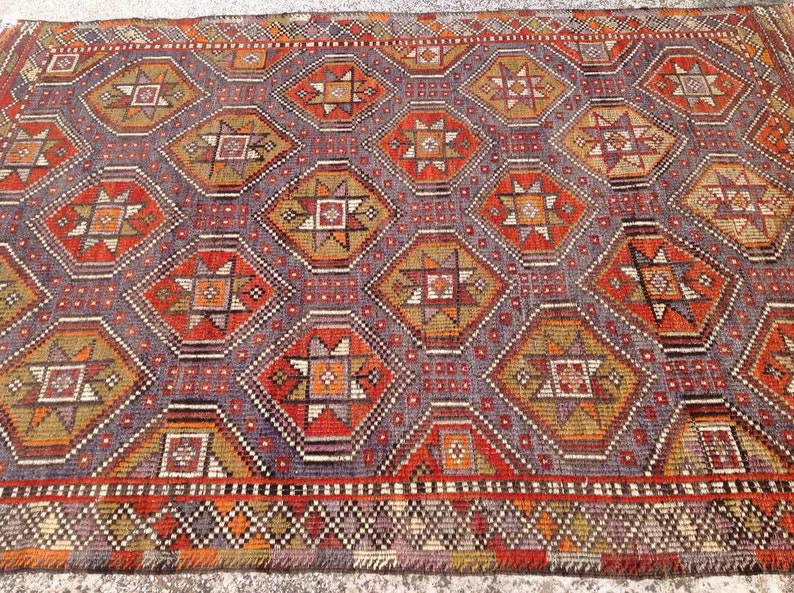 Muted Purple Kilim Rug 106'' X 75'' Vintage Etsy