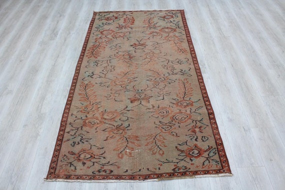 Vintage Turkish Rug, 61.5 X 38, Traditional Anatolian Rugs, Hand 