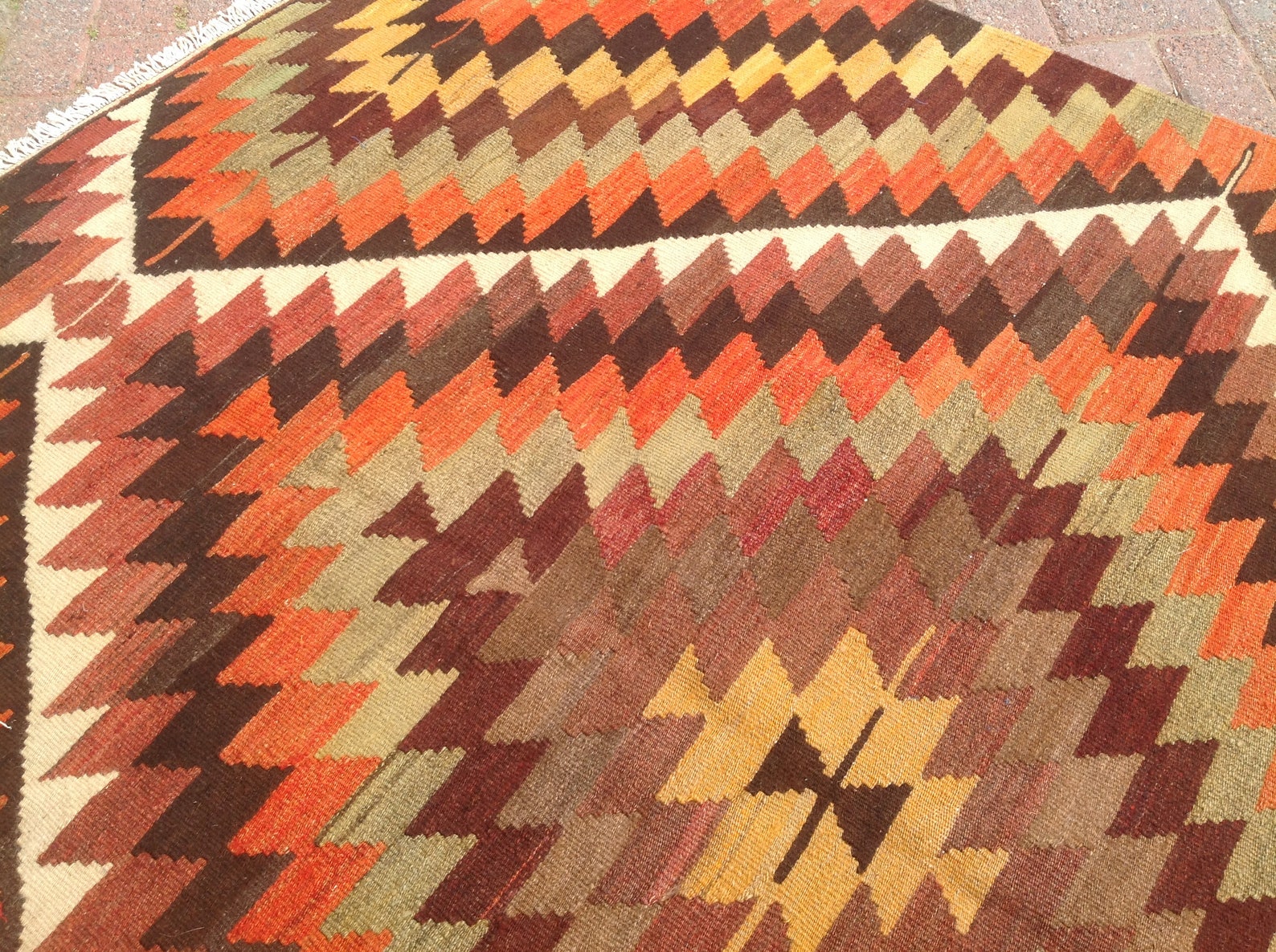 Zig Zag Pattern Area Rug 136x70 Kilim Rug Etsy