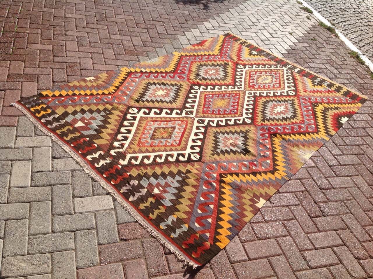 Kilim Rug Vintage Turkish Muted Colored Anatolian