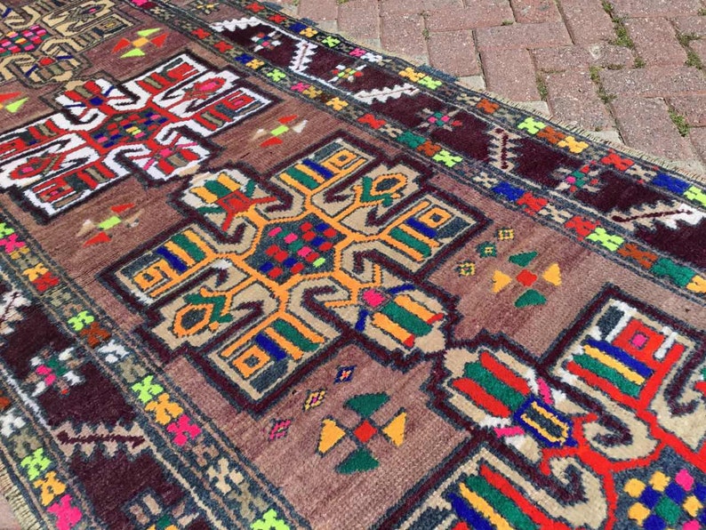 Turkse loper, loper loper, Oushak loper, 110 x 39 inch, loper in gedempte kleur, handgeknoopt tapijt, licht tapijt, loper unieke kleur, paars, 208 x afbeelding 7