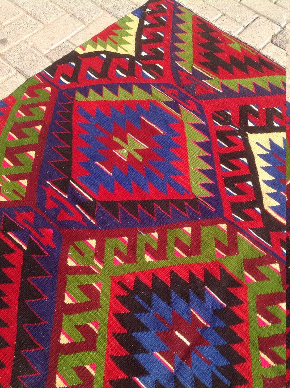 LOVELY Colorful Kilim Rug, 127'' X 64.5'' Vintage Eye Design Rug ...