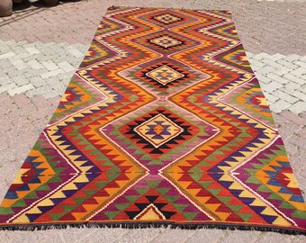 Kilim rug, large area rug. 127" x 62" Vintage Turkish kilim rug, area rug, kilim rug, vintage rug, bohemian rug, Turkish rug, rug, rug, 001x