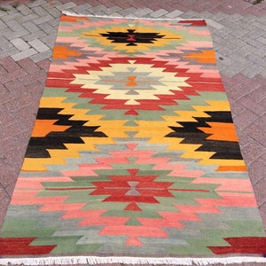 Kilim runner, Vintage Turkish kilim runner rug, 88&quot; x 51&quot;, runner rug, vintage pink runner, bohemian runner rug, Turkish rug, RUNNER, 315x
