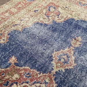 Large Area rug, 122 x 80, Distressed Antique Oushak Rug, Oushak rug, neutral rug, Vintage rug, distressed rug, area rug, Turkish, 030x image 8
