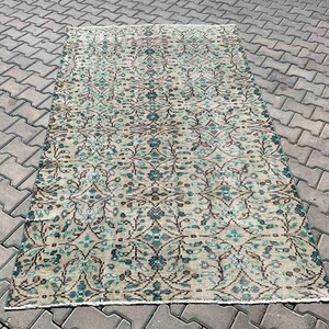 Area rug, Distressed VINTAGE Oushak Rug, 96&quot; x 57&quot;, Oushak rug, neutral color rug, Faded rug, Vintage rug, distressed area rug, rug, 216x