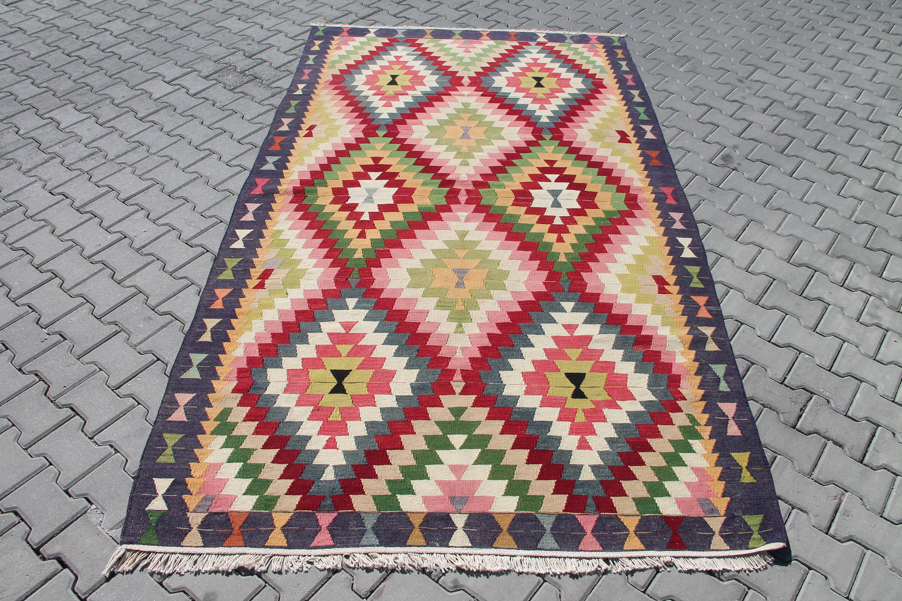 Turkish Kilim Rug Area Rug Orange Vintage