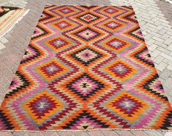 Kilim rug, large area rug. 111" x 71" Vintage Turkish kilim rug, area rug, kilim rug, vintage rug, bohemian rug, Turkish rug, rug, rug,150x