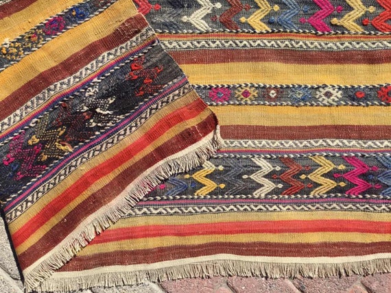 キリム rug Rustic Rug, Muted Color Kilim Rug, 78