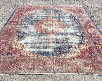 Distressed Antique Oushak Rug, 187" x 136", Oushak rug, neutral color rug, Faded rug, Vintage rug, distressed area rug, area rug, 11x15,900x