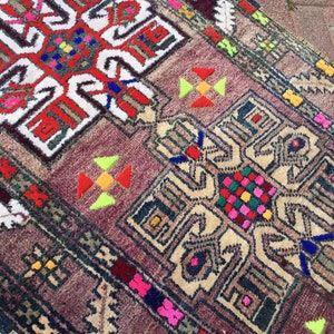 Turkse loper, loper loper, Oushak loper, 110 x 39 inch, loper in gedempte kleur, handgeknoopt tapijt, licht tapijt, loper unieke kleur, paars, 208 x afbeelding 3