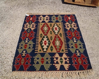 Alfombra de kilim pequeño, alfombra de entrada, alfombra turca vintage, alfombra kilim pastel, kelim, alfombra vintage, alfombra boho, alfombra de dormitorio, pequeño, 45 "x 36",056x