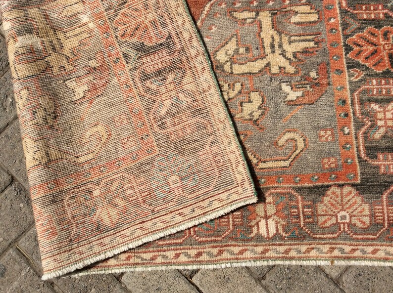 Turkish rug, Area Rug, 94x53, Vintage hand knotted Rug, pale rug, peach rug, decorative rug, floor rug, anatolian rug, vintage rug, image 10