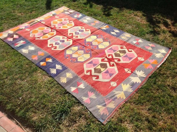 Red Kilim rug 90 x 57 Vintage Turkish kilim rug | Etsy
