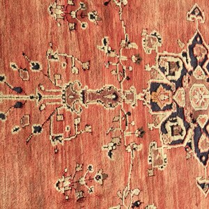 Area Rug, Vintage Hand Knotted Rug, Faded Red Rug, Color Rug ...