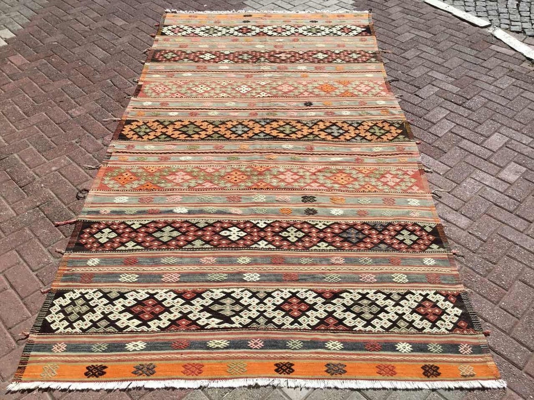 Large Striped Rug, Striped Kilim, 135 Large Striped Rug, Striped Kilim, 135